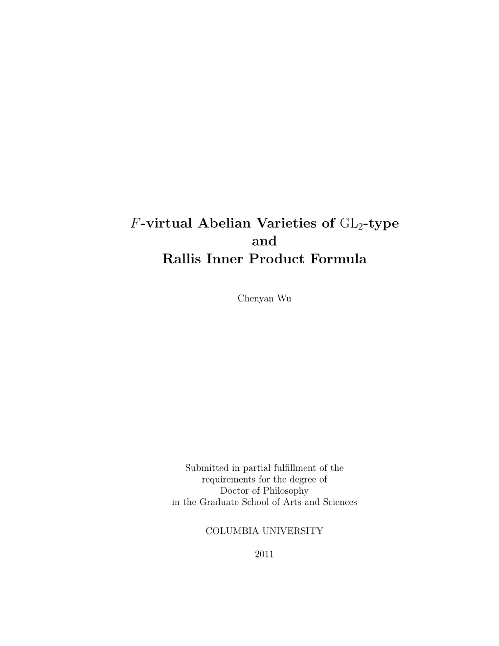 F-Virtual Abelian Varieties of GL 2-Type and Rallis Inner Product