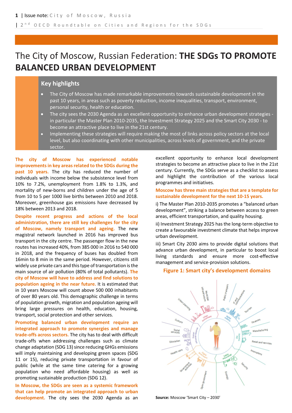 The City of Moscow, Russian Federation: the Sdgs to PROMOTE BALANCED URBAN DEVELOPMENT