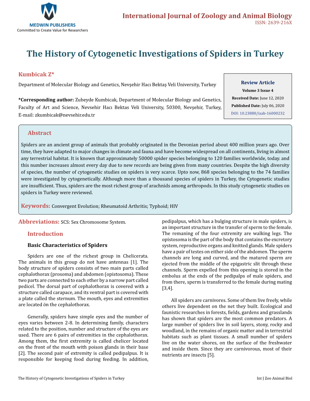 The History of Cytogenetic Investigations of Spiders in Turkey