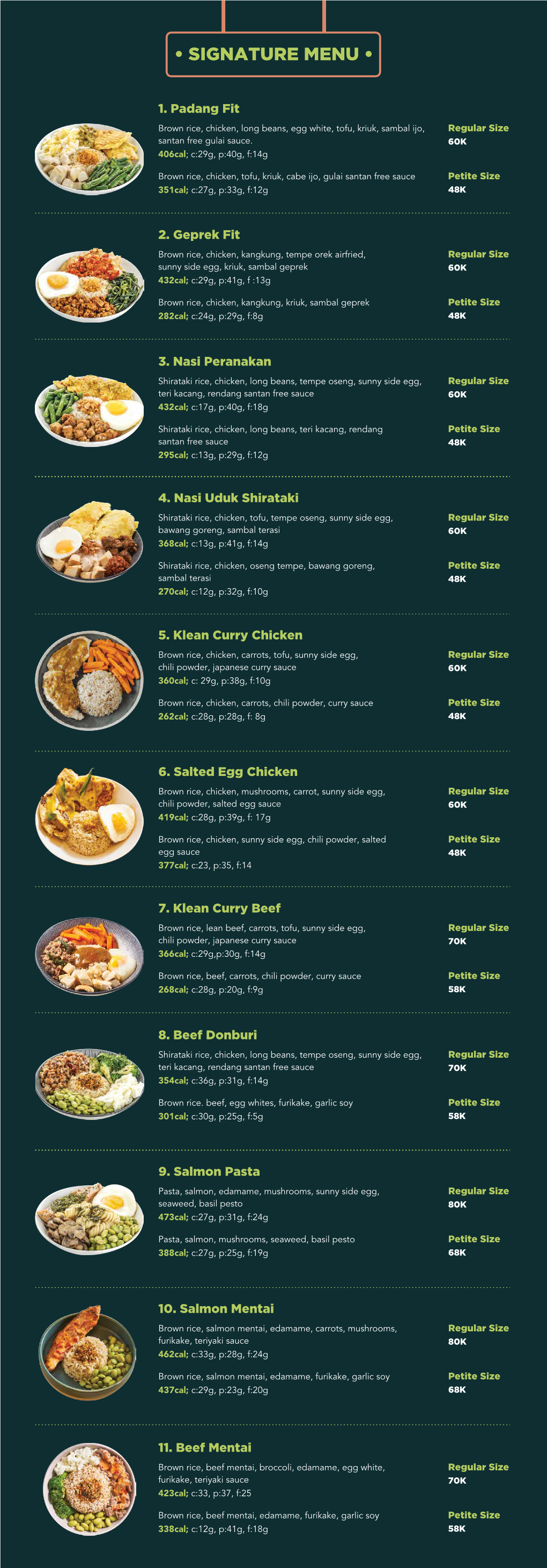 Klean Bowl Menu