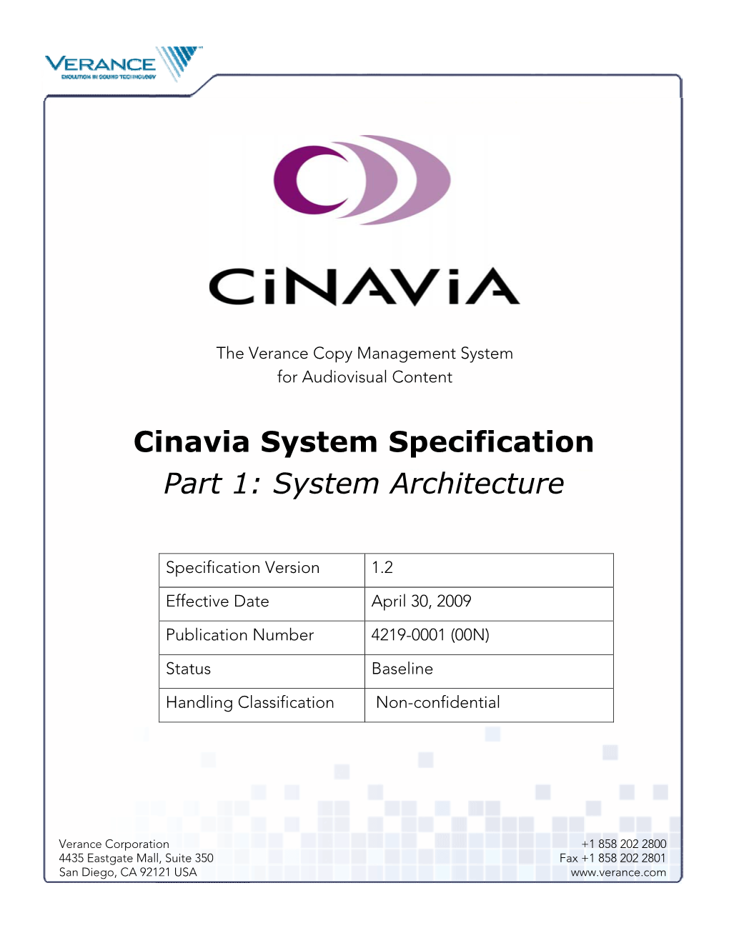 Cinavia System Specification Part 1: System Architecture