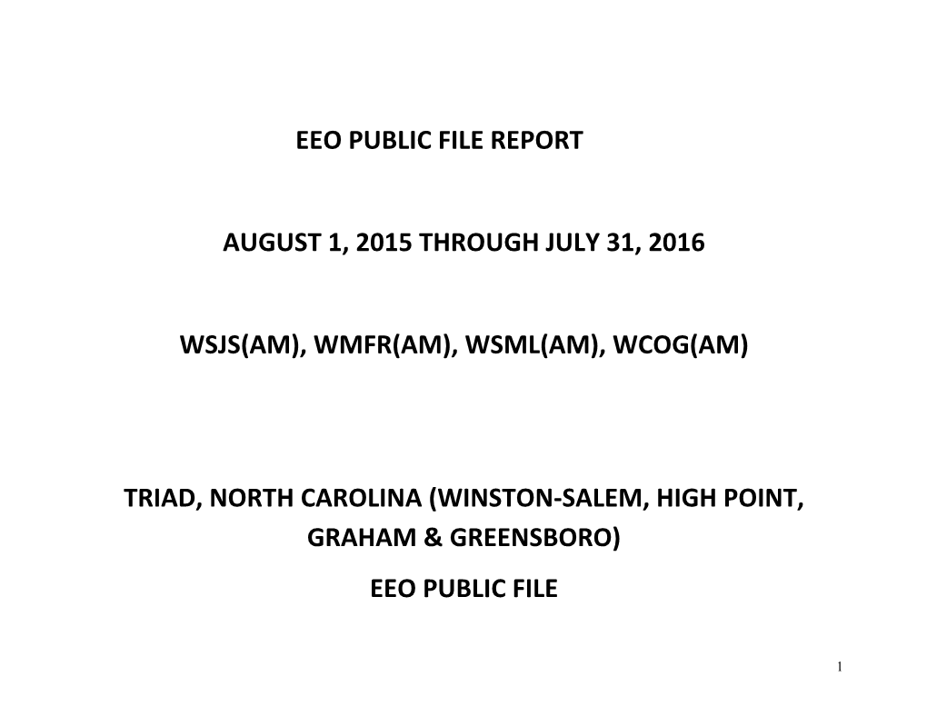 Eeo Public File Report August 1, 2015
