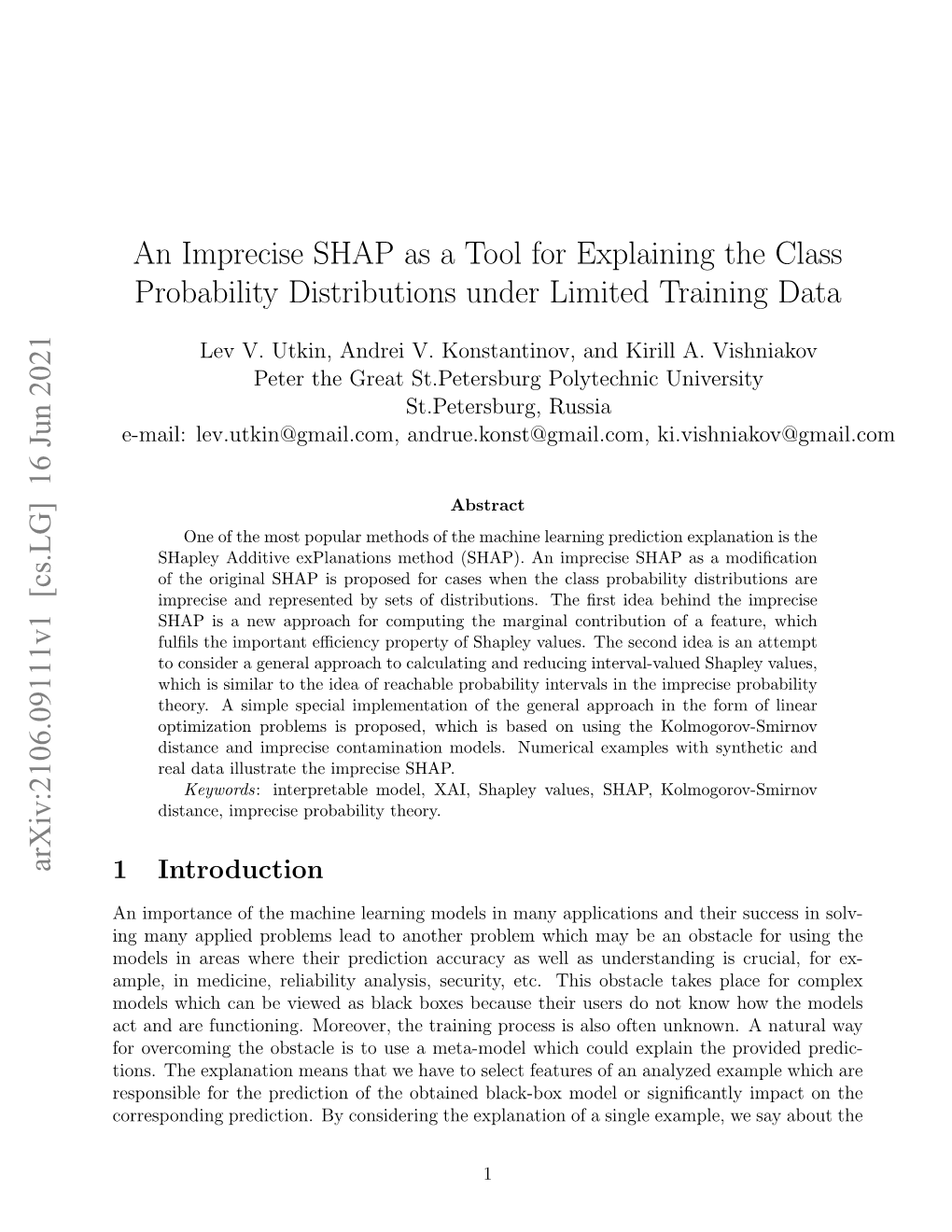 An Imprecise SHAP As a Tool for Explaining the Class Probability Distributions Under Limited Training Data