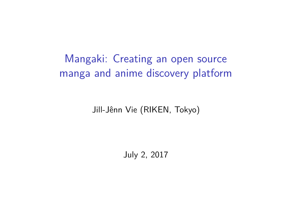 Mangaki: Creating an Open Source Manga and Anime Discovery Platform