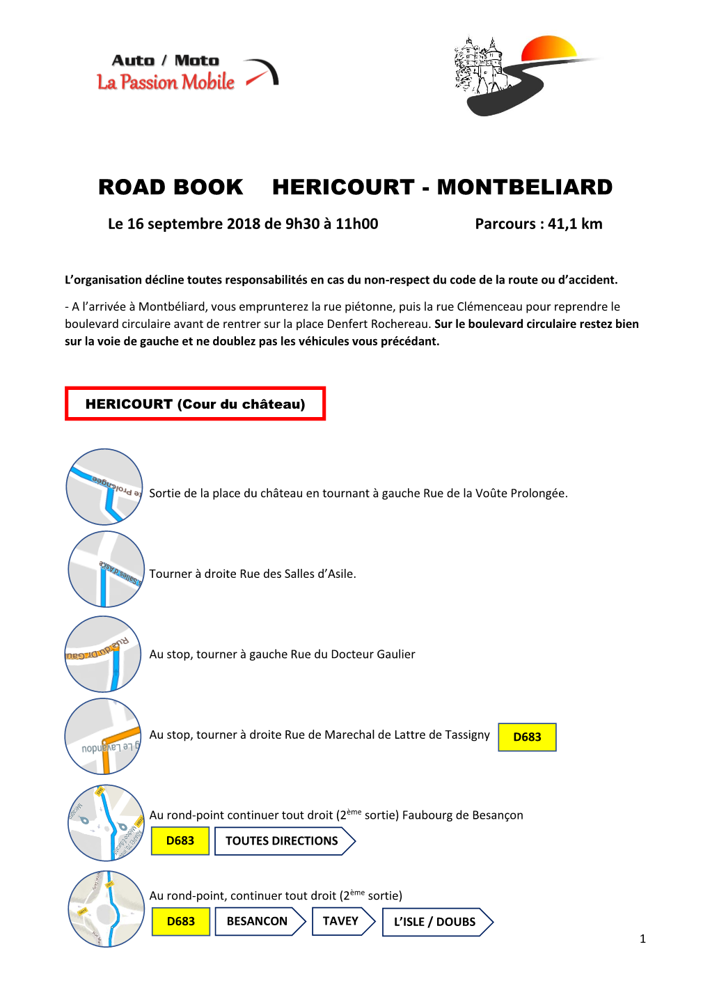 Road Book Hericourt - Montbeliard