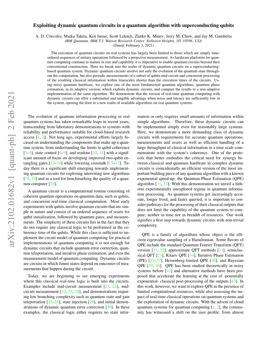 Exploiting Dynamic Quantum Circuits in a Quantum Algorithm with Superconducting Qubits