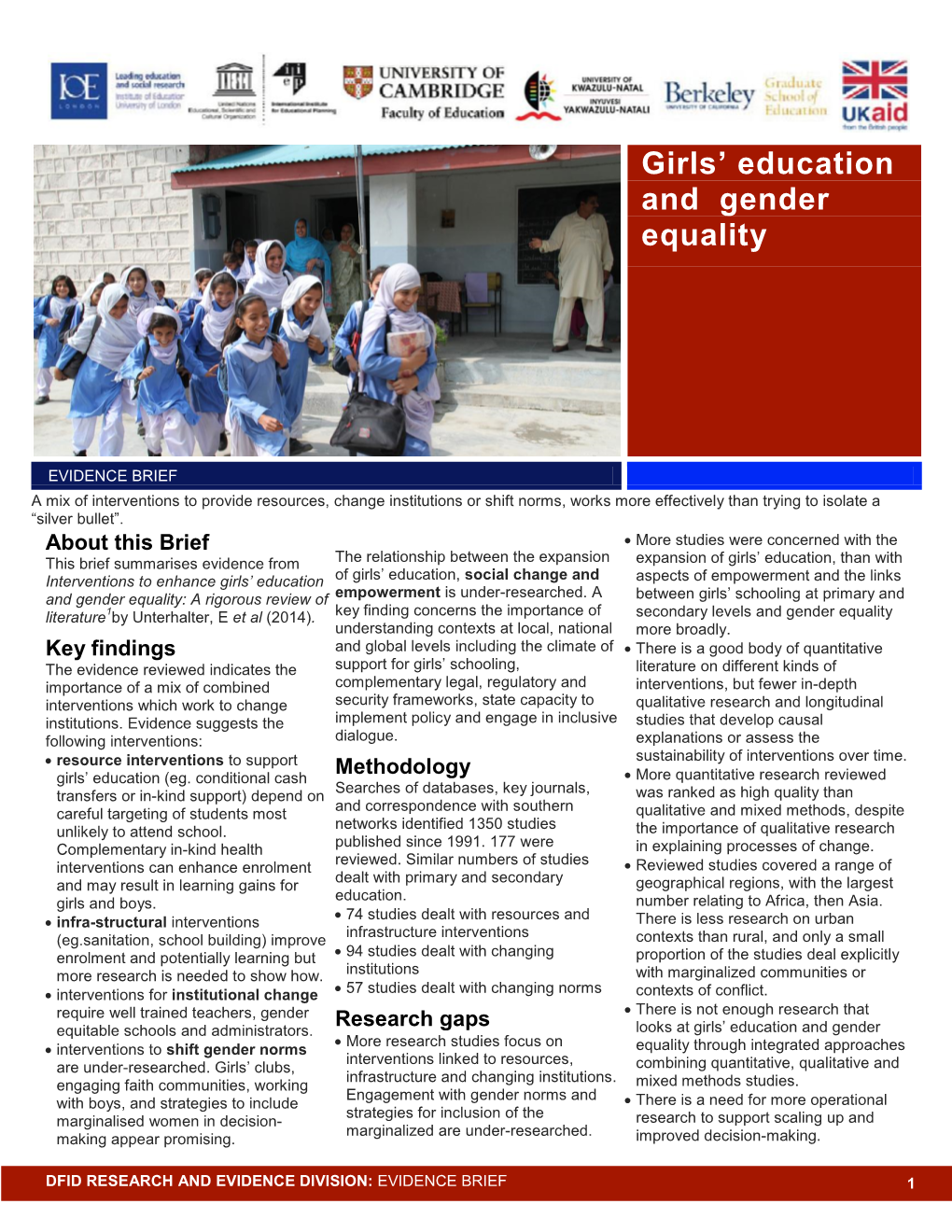 Girls' Education and Gender Equality