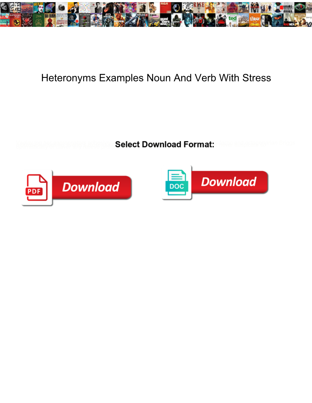 Heteronyms Examples Noun and Verb with Stress