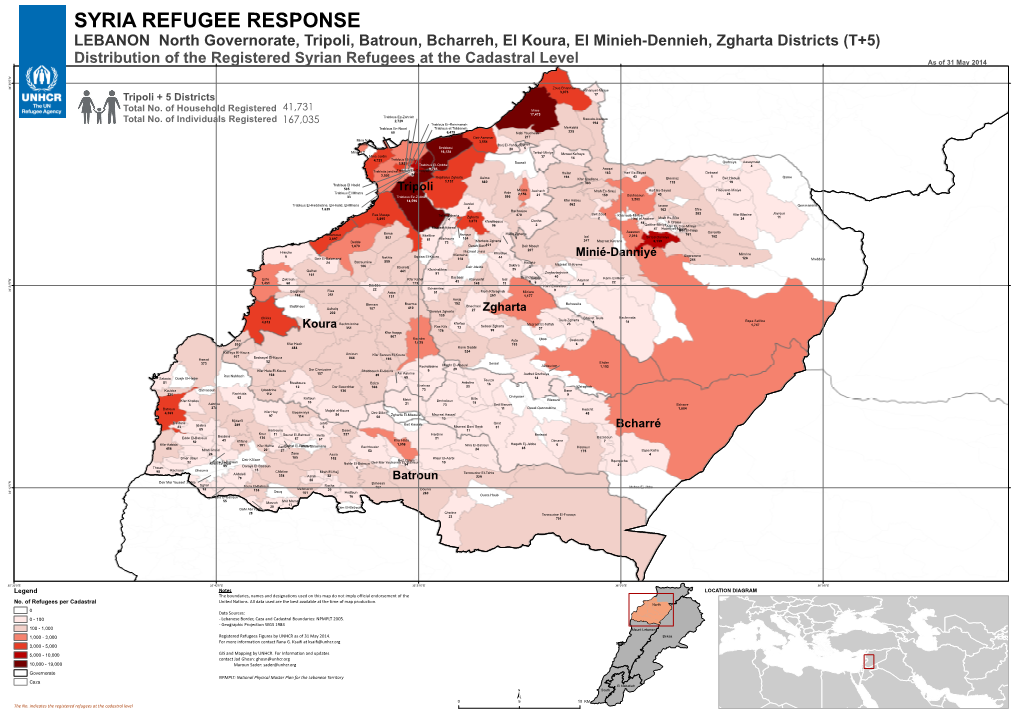 SYRIA REFUGEE RESPONSE LEBANON North Governorate, Tripoli, Batroun, Bcharreh, El Koura, El Minieh-Dennieh, Zgharta Districts (T+5)