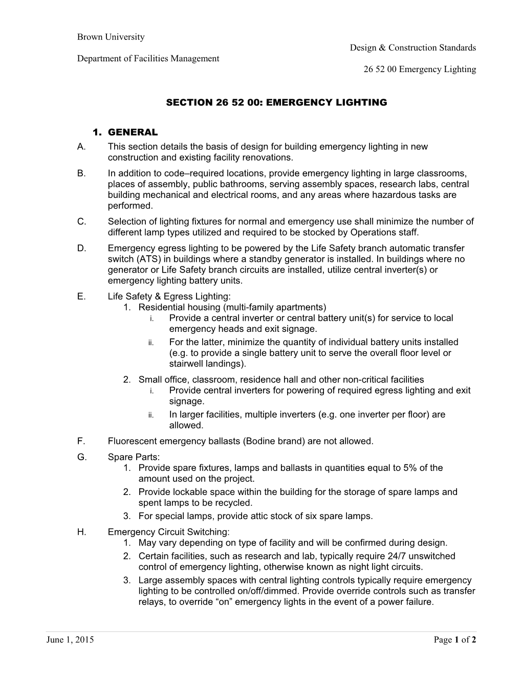 Brown University Design & Construction Standards