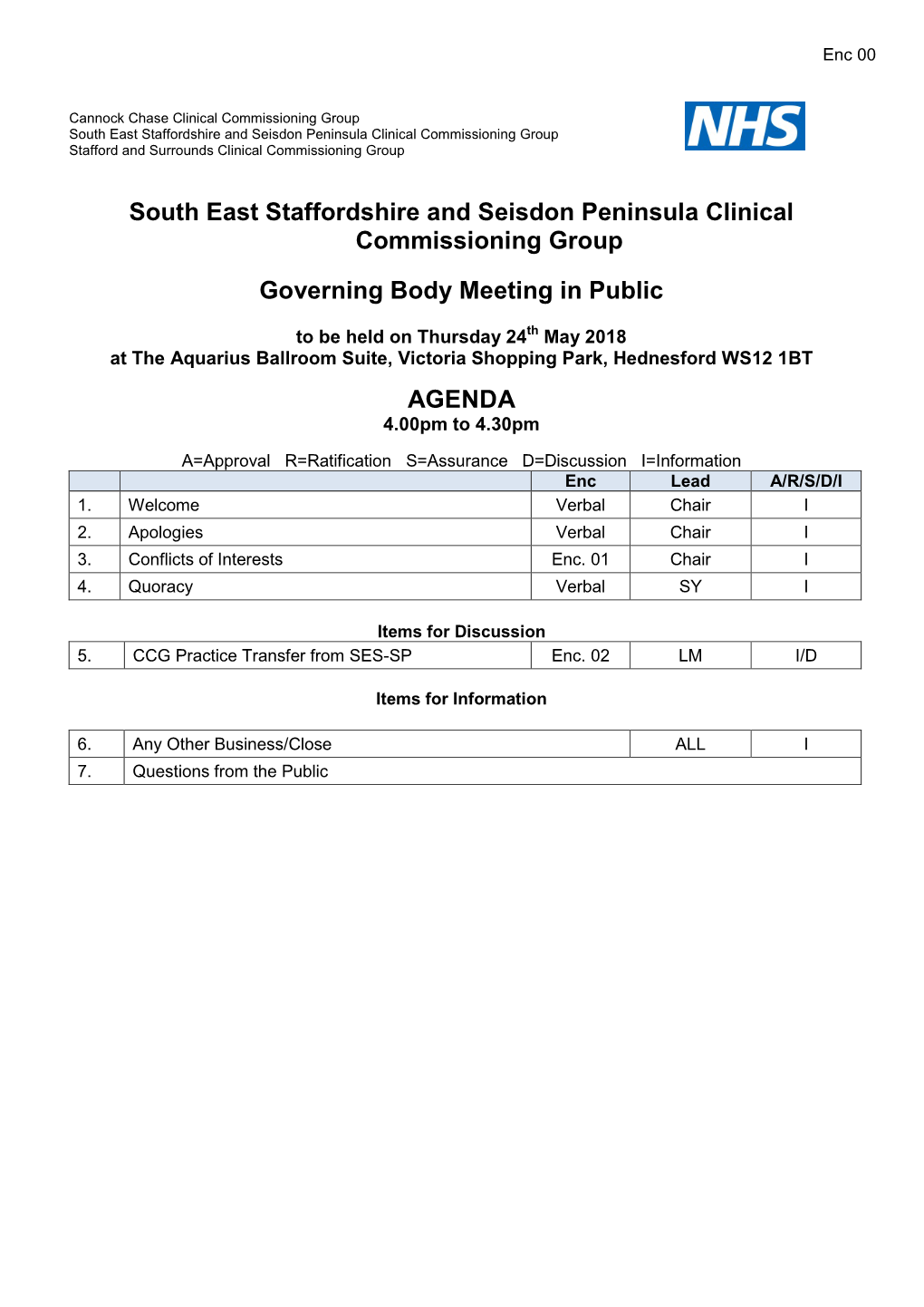 South East Staffordshire and Seisdon Peninsula Clinical Commissioning Group Stafford and Surrounds Clinical Commissioning Group