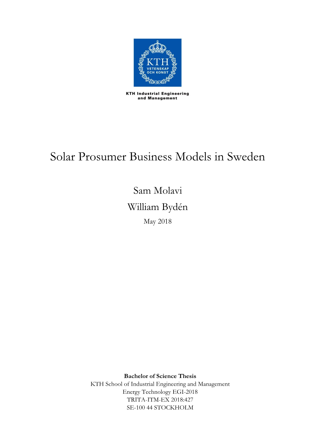 Solar Prosumer Business Models in Sweden