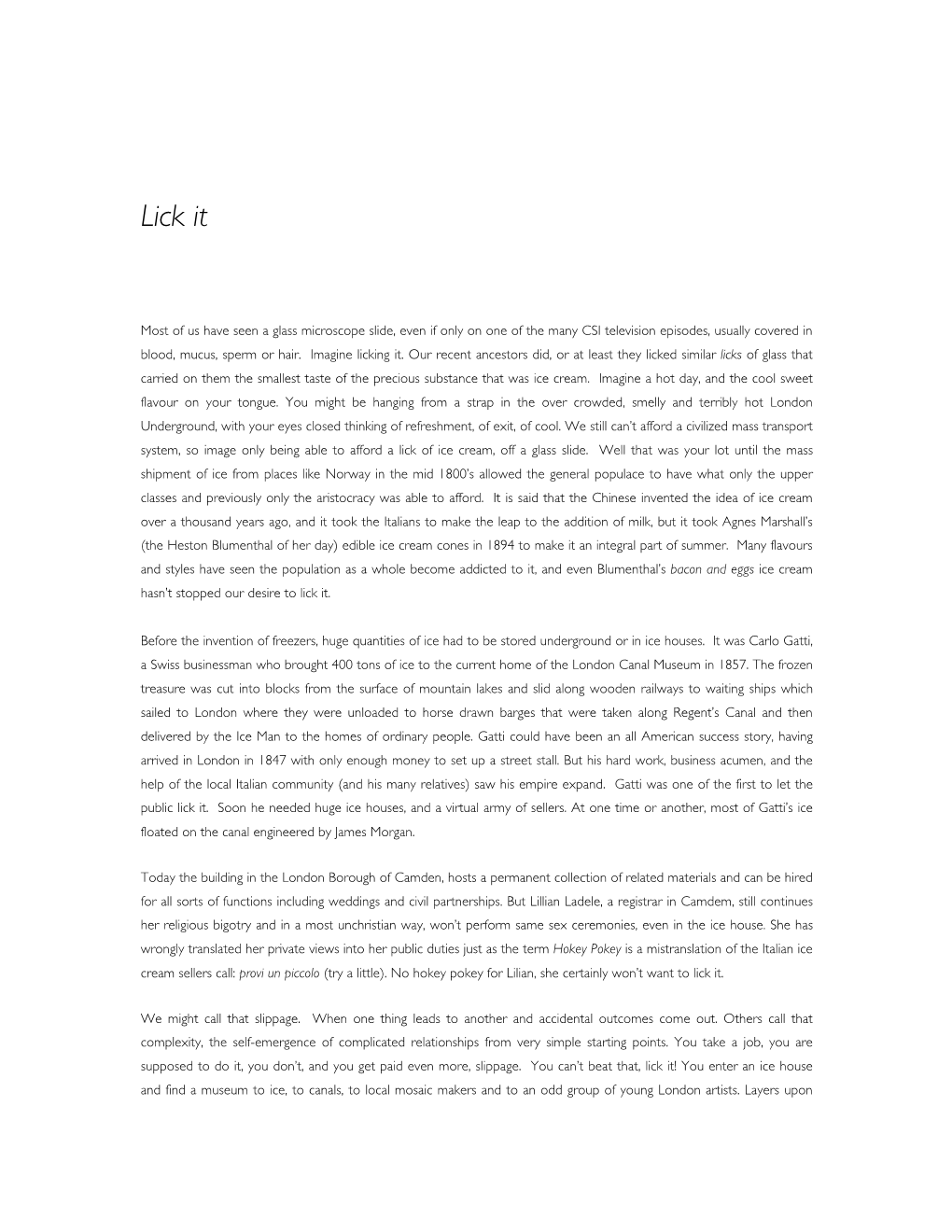 Lick It, Michael Petry, Catalogue Essay