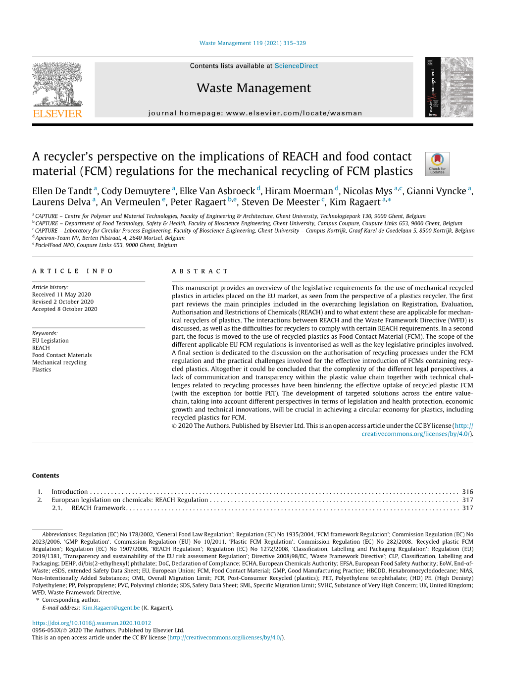 Regulations for the Mechanical Recycling of FCM Plastics