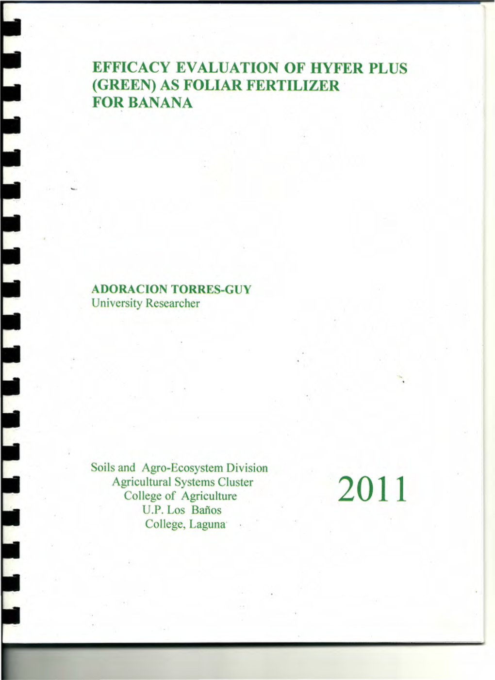 As Foliar'fertilizer ' for Banana