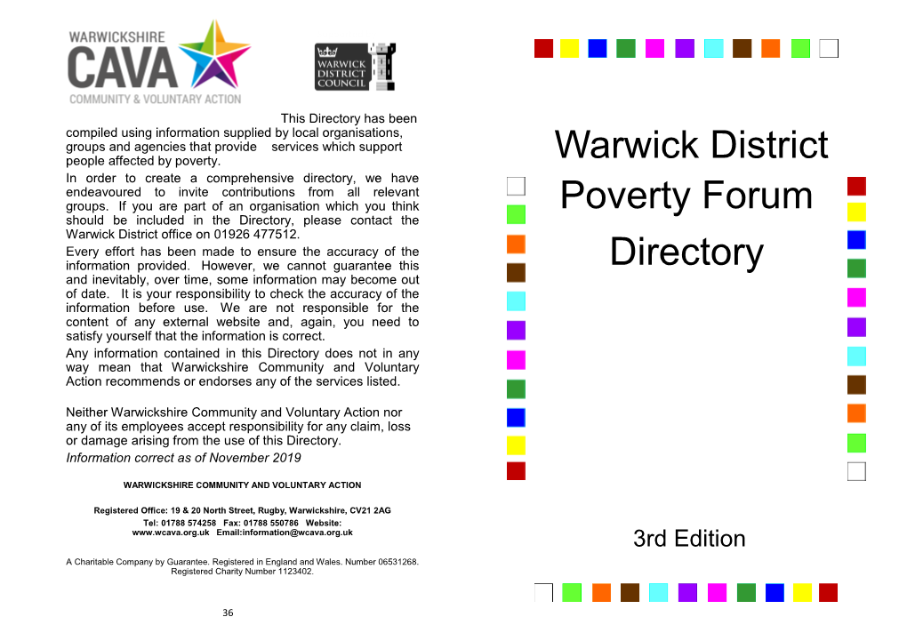 Warwick District Poverty Forum Directory 3Rd Edition