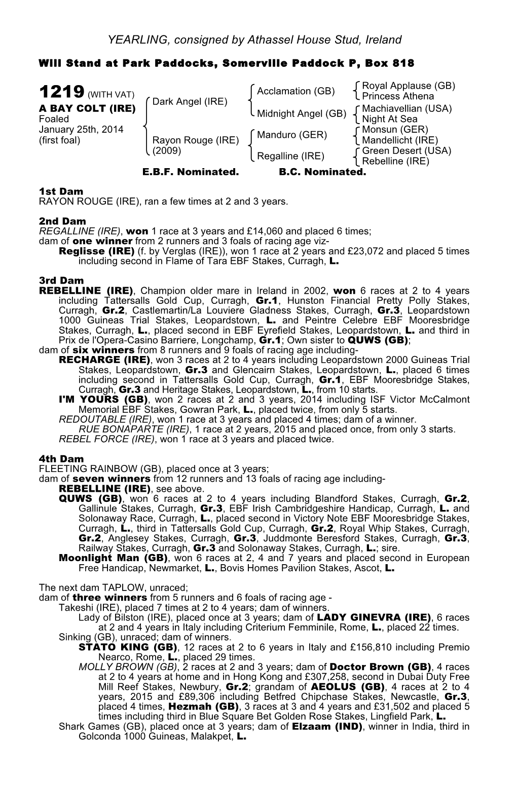 October Yearling Sale Book 1