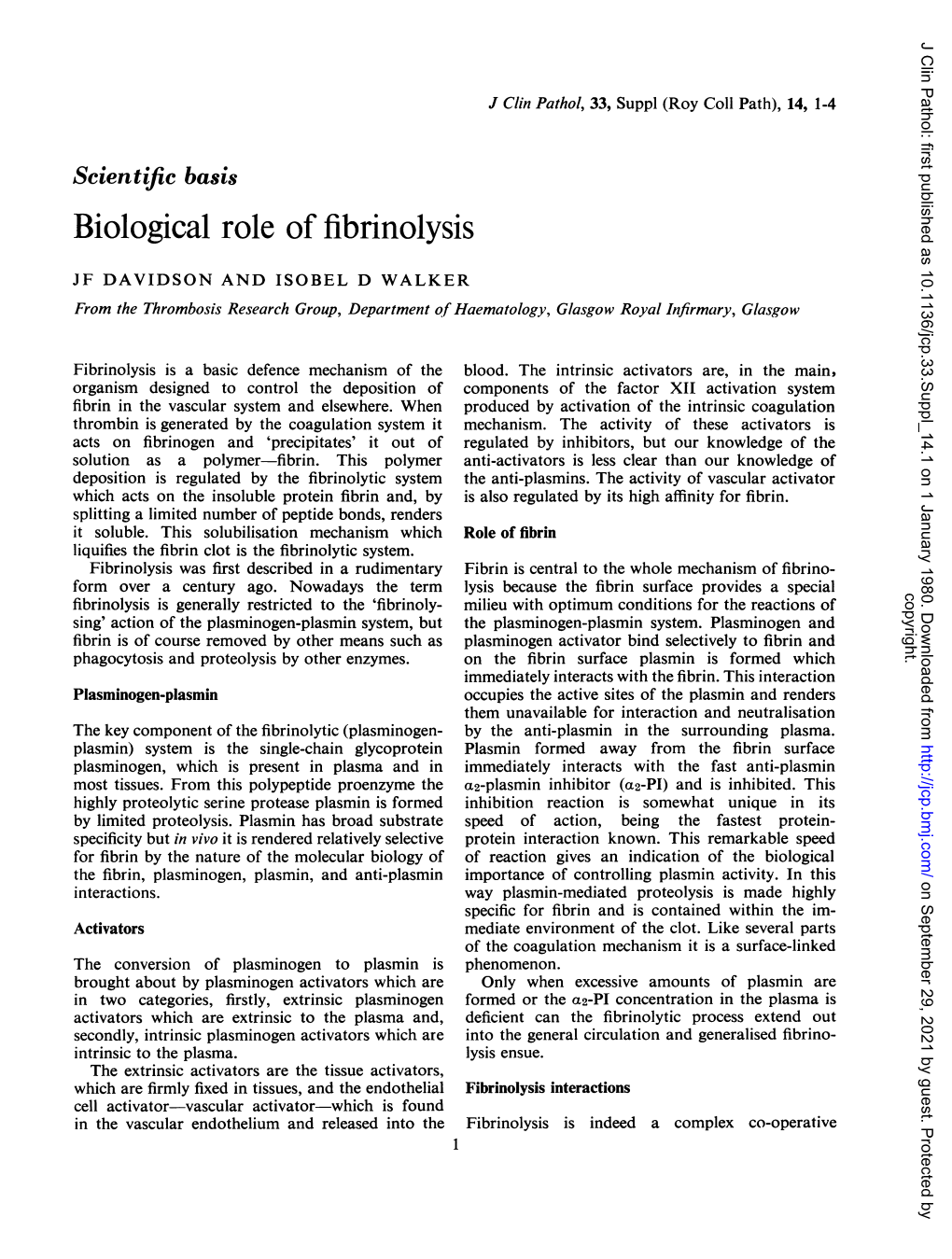 Biological Role of Fibrinolysis