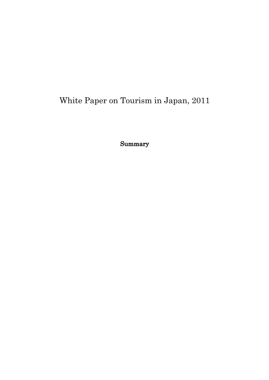 White Paper on Tourism in Japan, 2011