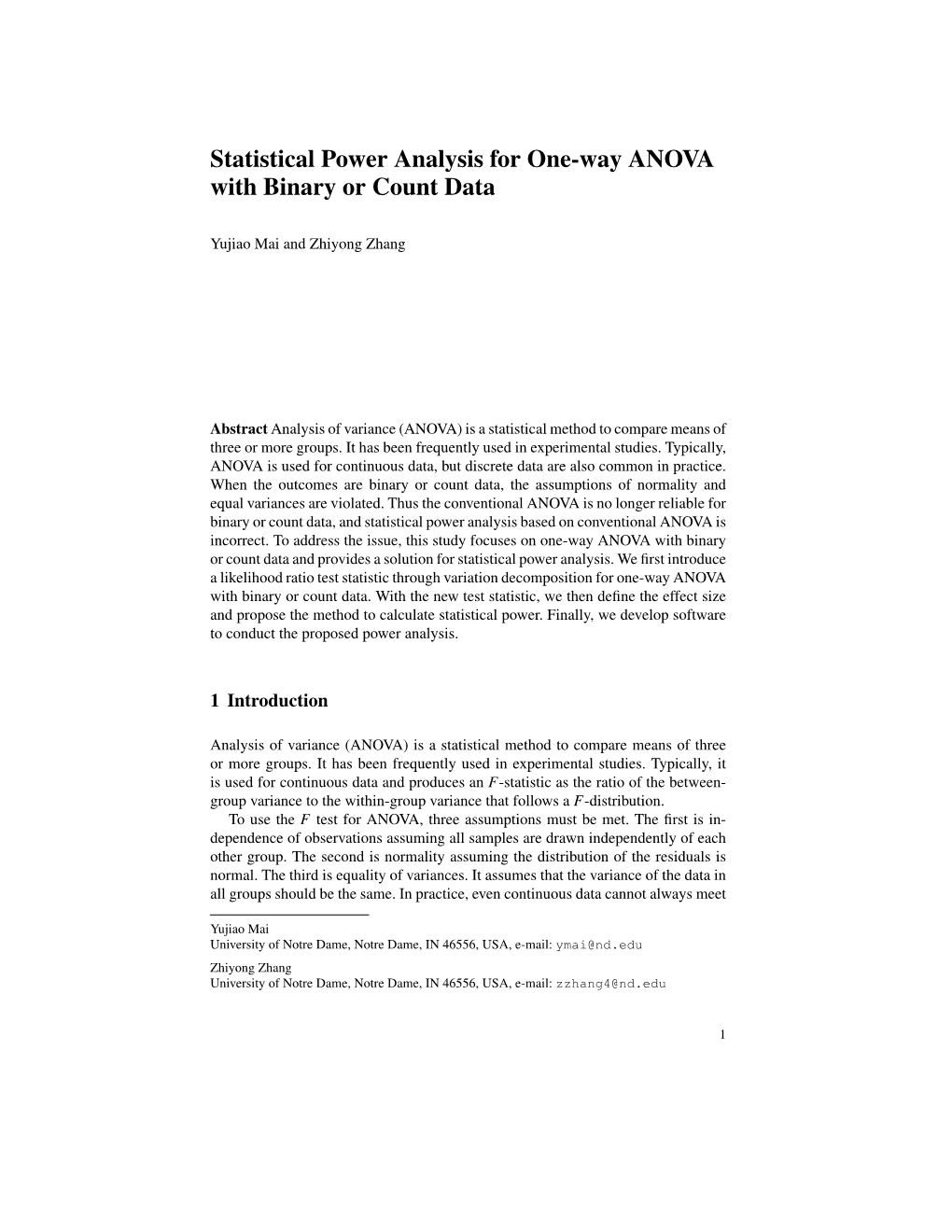 Statistical Power Analysis for One-Way ANOVA with Binary Or Count Data