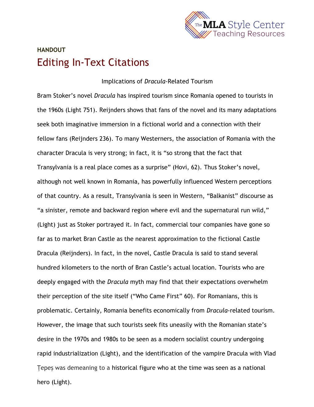 Editing In-Text Citations