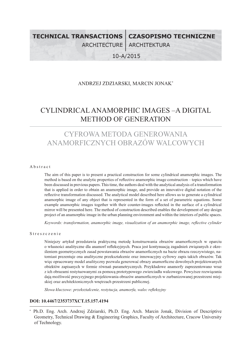 Cylindrical Anamorphic Images – a Digital Method of Generation