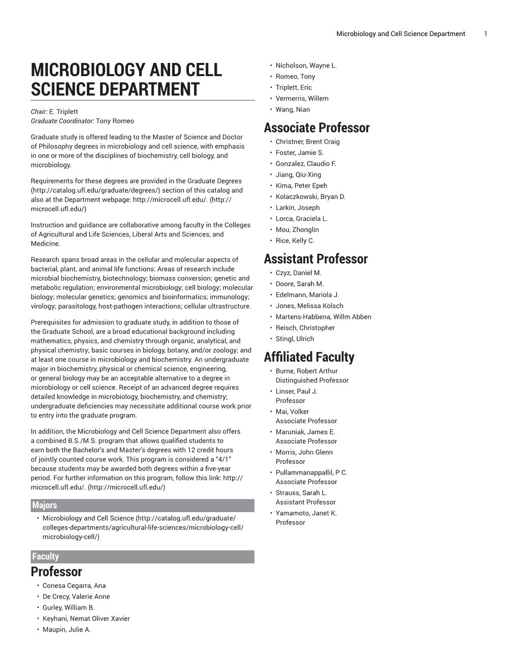 Microbiology and Cell Science Department 1