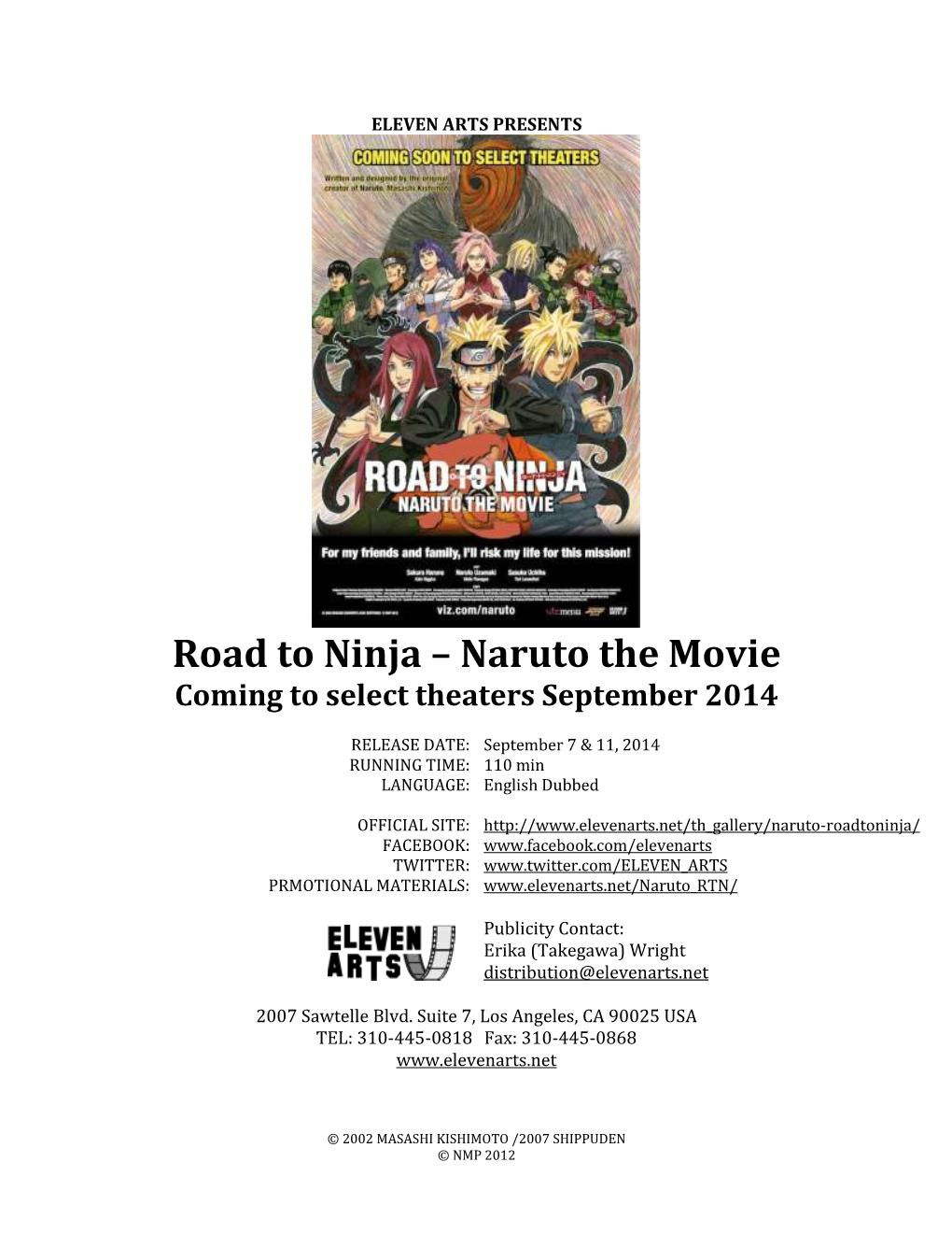 Naruto the Movie Coming to Select Theaters September 2014