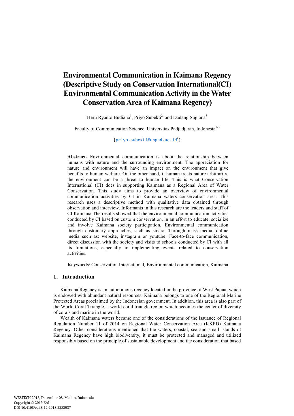Environmental Communication in Kaimana Regency