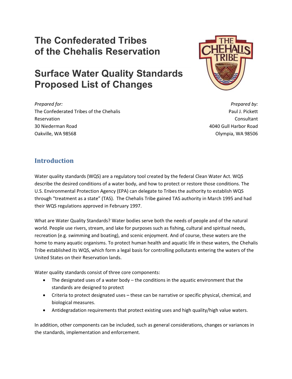 The Confederated Tribes of the Chehalis Reservation Surface
