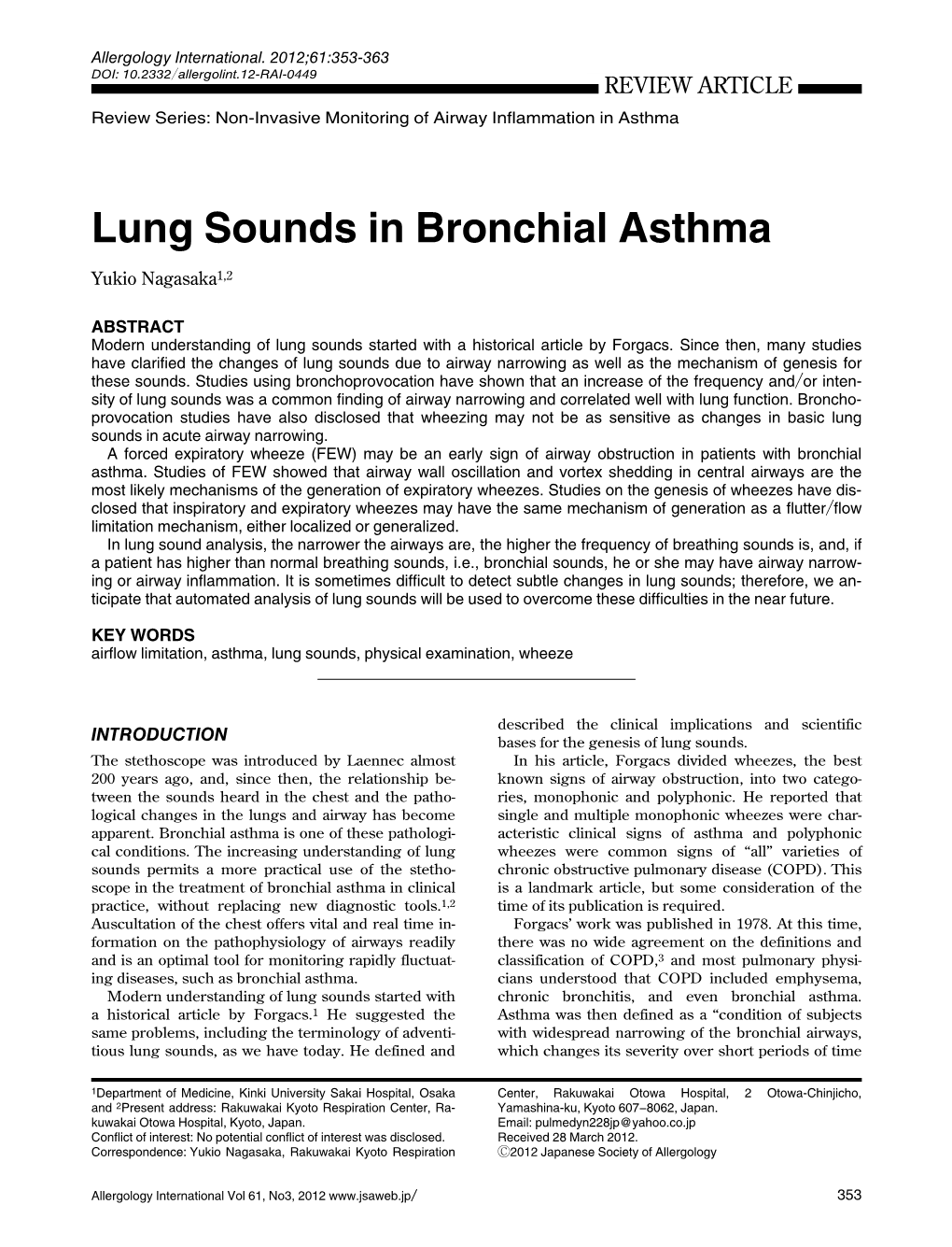 Lung Sounds in Bronchial Asthma