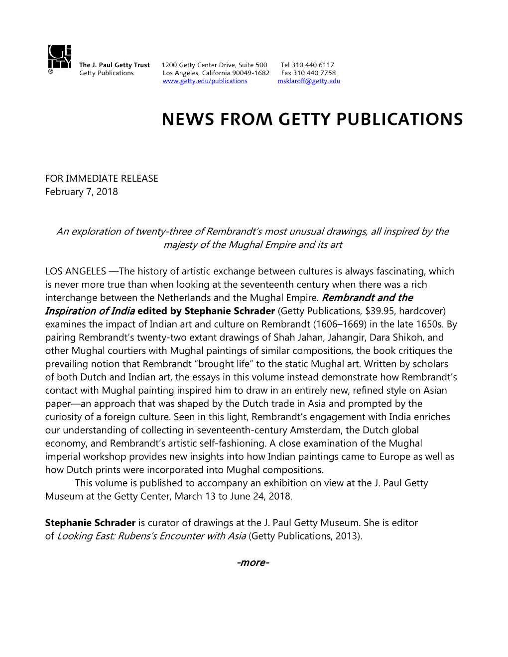 News from Getty Publications