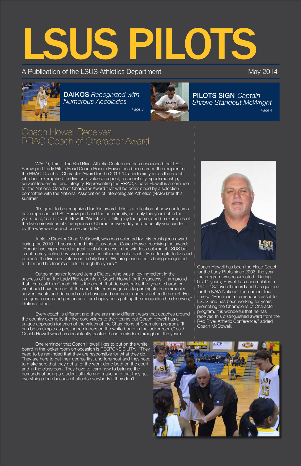 Coach Howell Receives RRAC Coach of Character Award