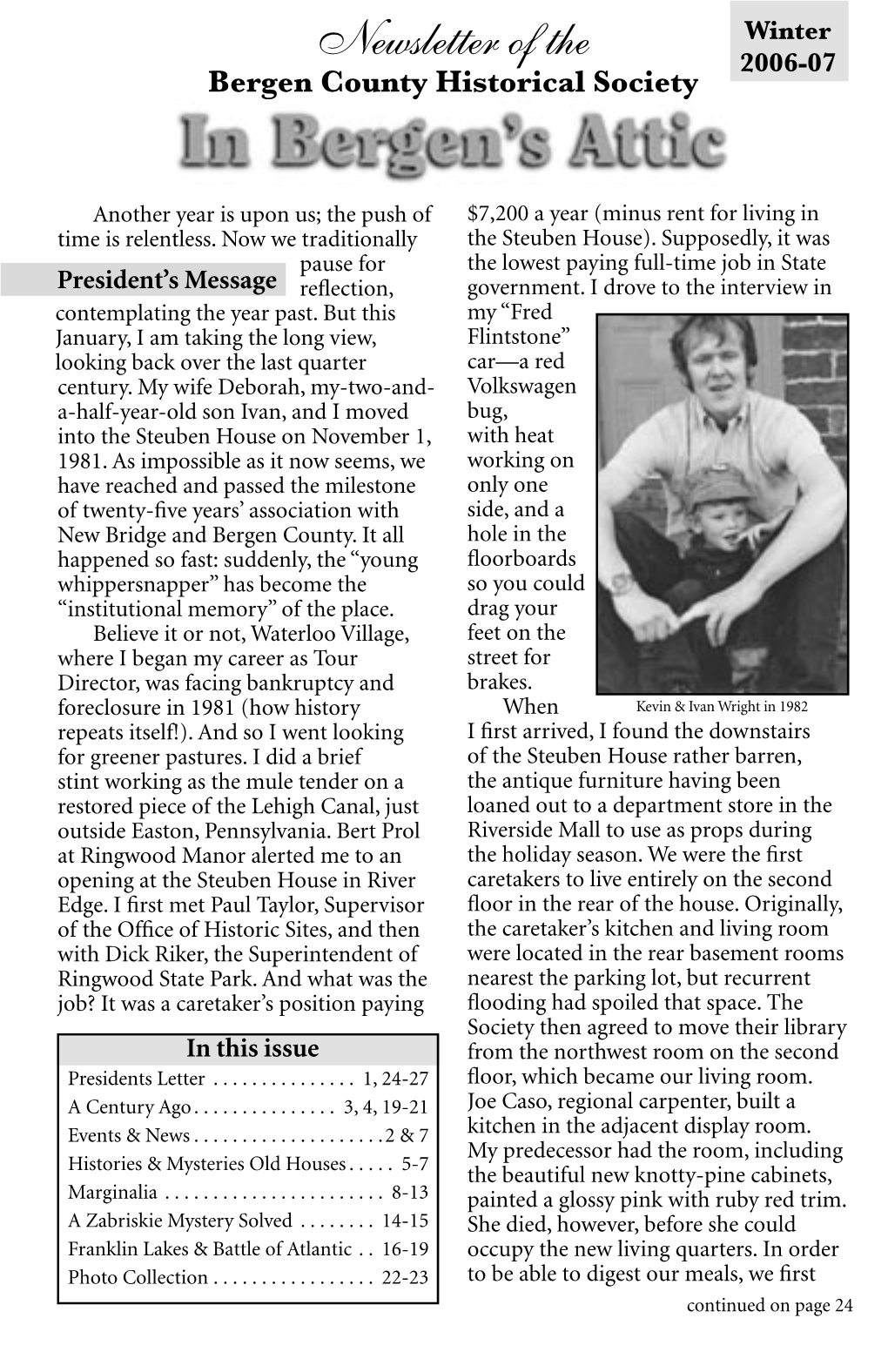 Newsletter of the 2006-07 Bergen County Historical Society