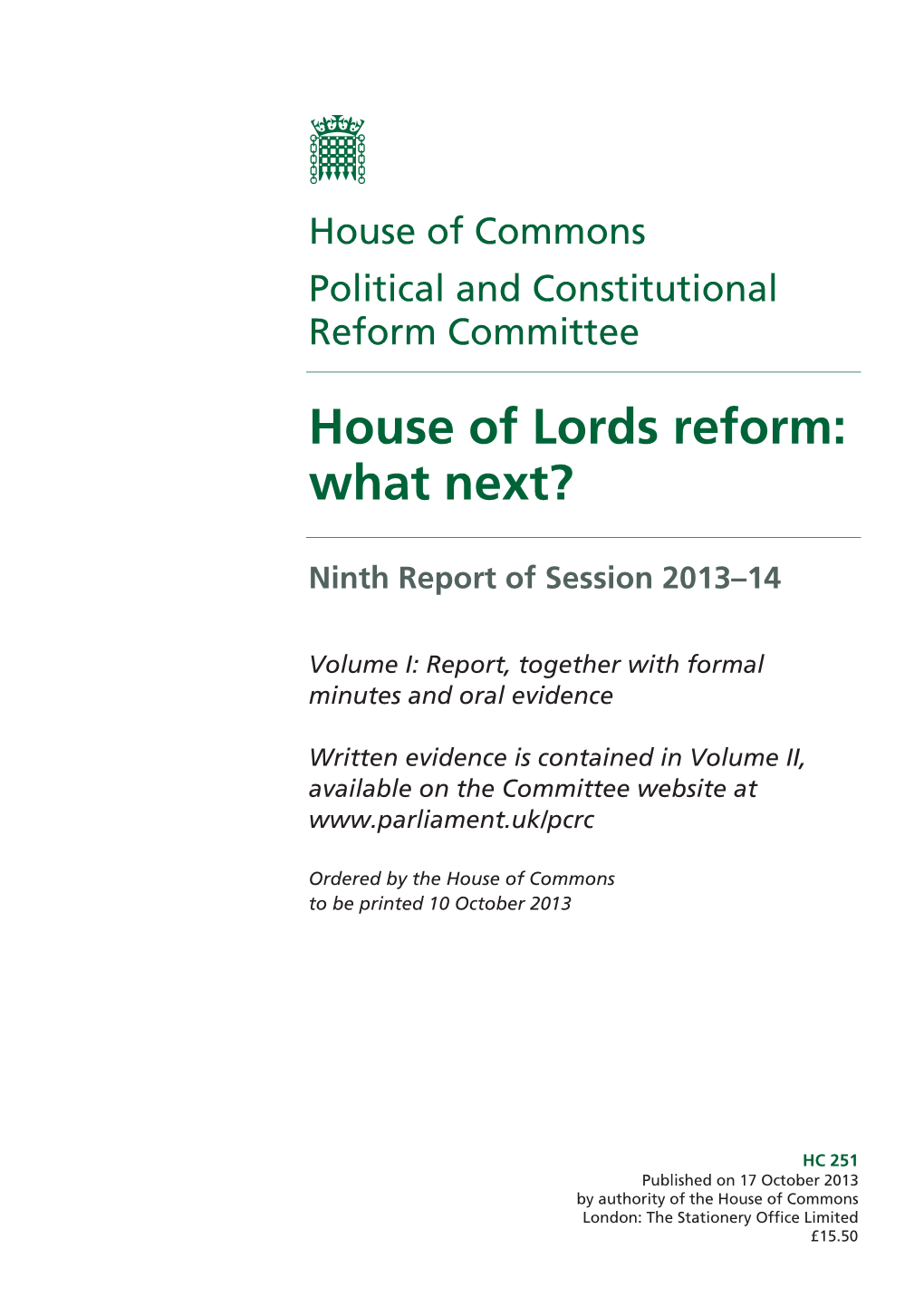 House of Lords Reform: What Next?