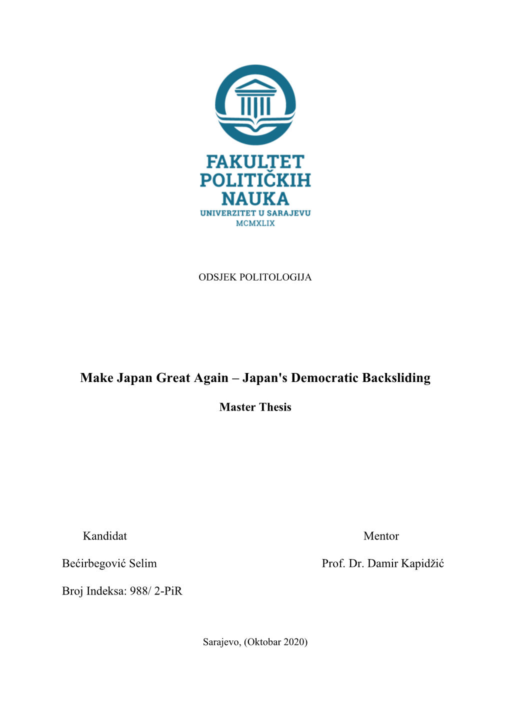 Make Japan Great Again – Japan's Democratic Backsliding