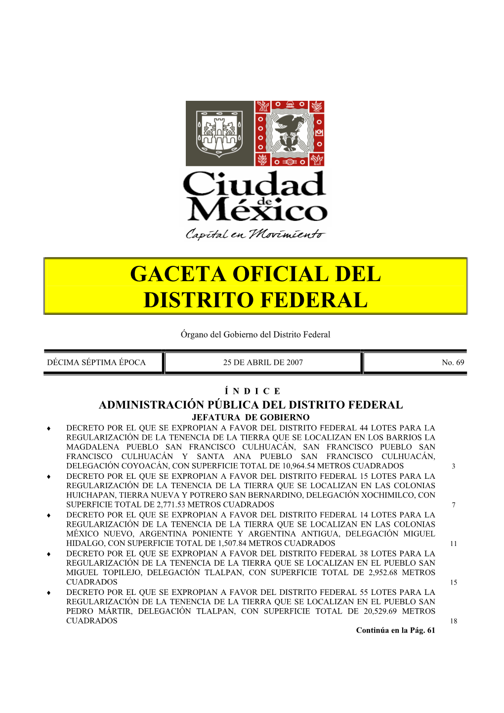 Gaceta Oficial Del Distrito Federal