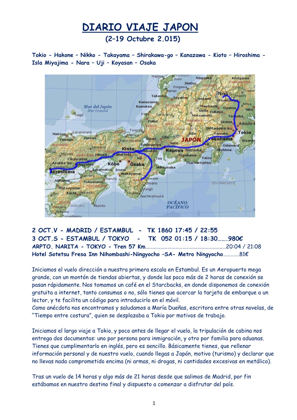 DIARIO VIAJE JAPON (2–19 Octubre 2.015)