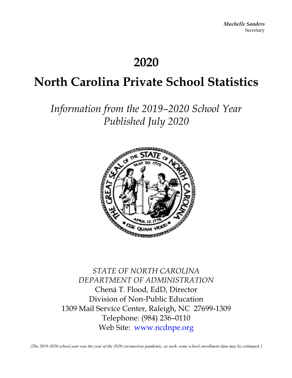 2020 North Carolina Private School Statistics