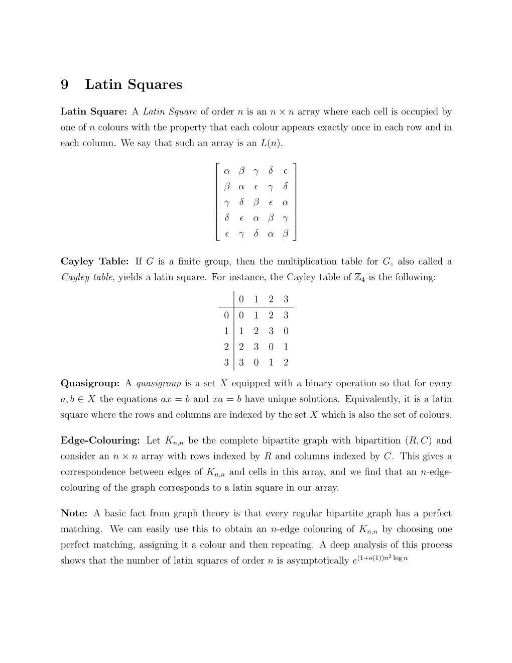 9 Latin Squares