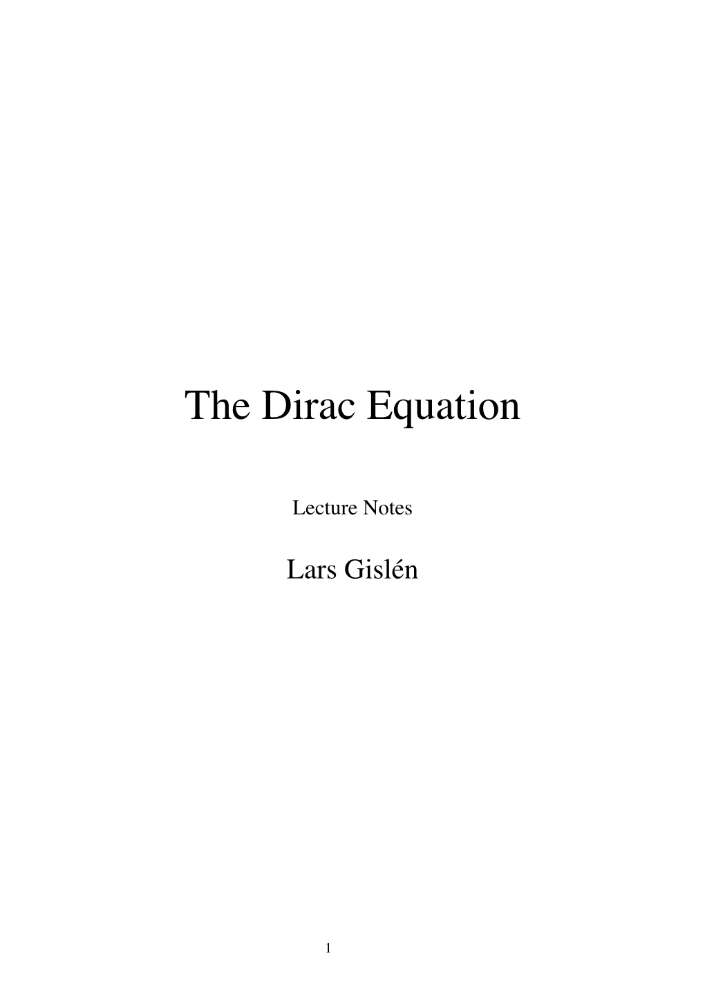 The Dirac Equation