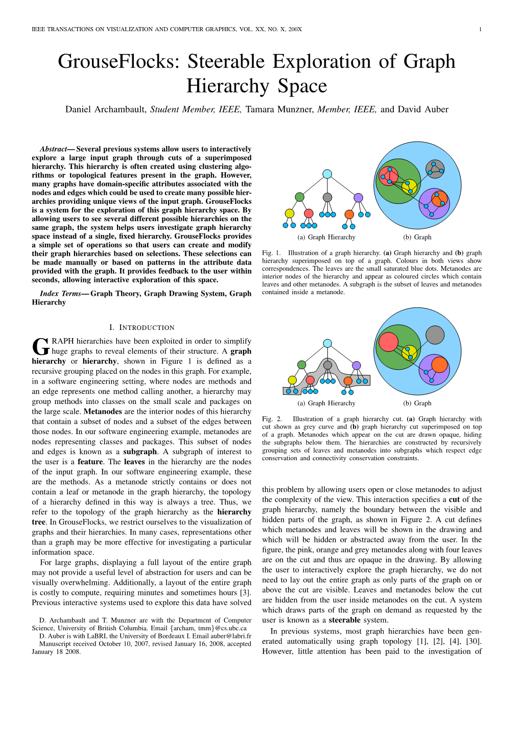 Grouseflocks: Steerable Exploration of Graph Hierarchy Space Daniel Archambault, Student Member, IEEE, Tamara Munzner, Member, IEEE, and David Auber