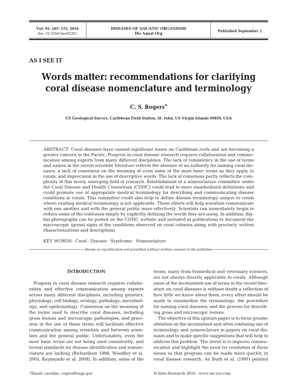 Words Matter: Recommendations for Clarifying Coral Disease Nomenclature and Terminology