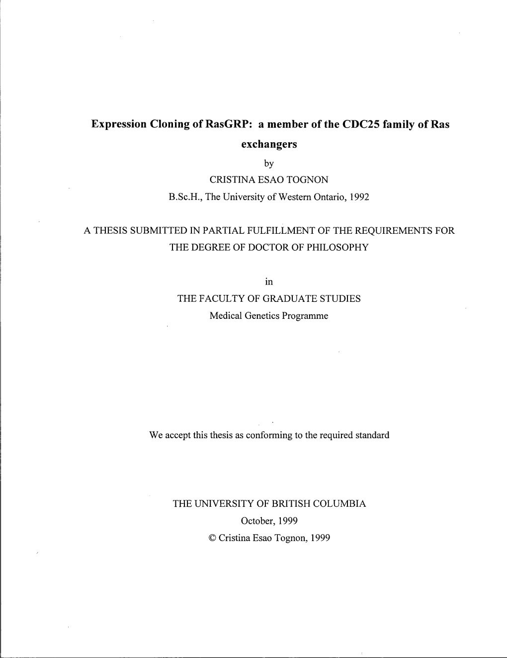 Expression Cloning of Rasgrp: a Member of the CDC25 Family of Ras