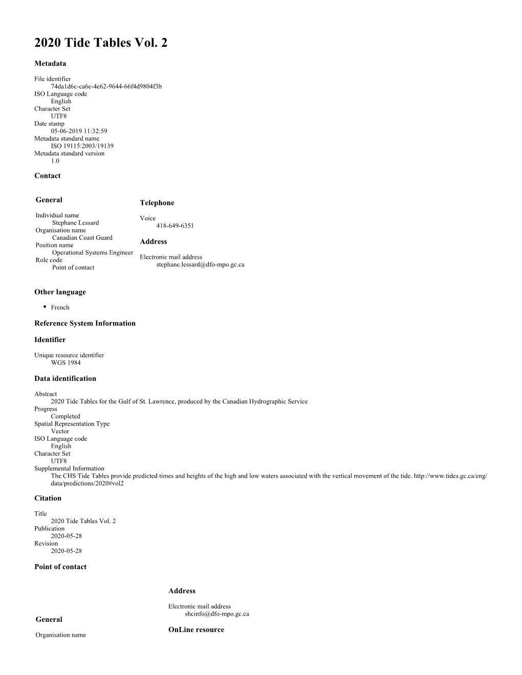 2020 Tide Tables Vol. 2