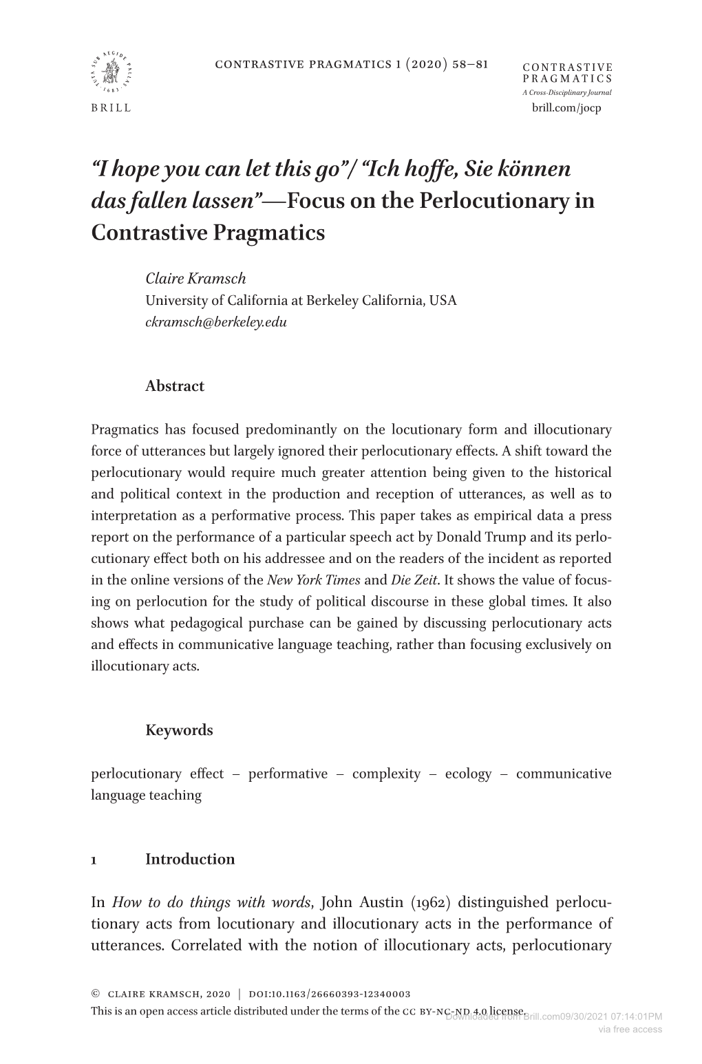 Focus on the Perlocutionary in Contrastive Pragmatics