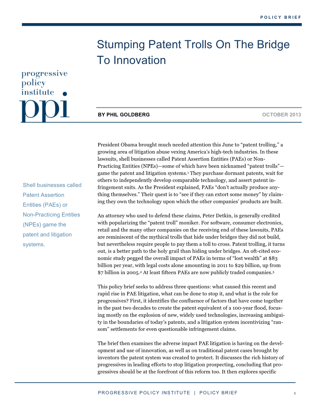 Stumping Patent Trolls on the Bridge to Innovation
