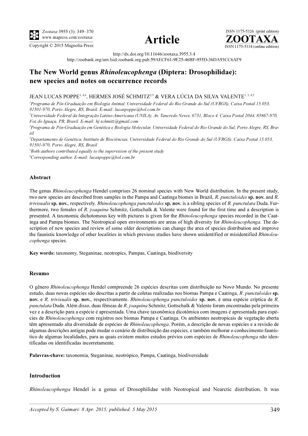 The New World Genus Rhinoleucophenga (Diptera: Drosophilidae): New Species and Notes on Occurrence Records