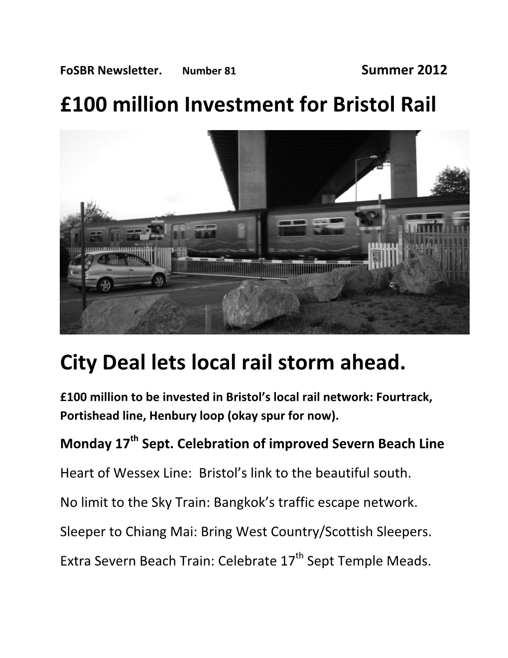 100 Million Investment for Bristol Rail City Deal Lets Local Rail Storm Ahead