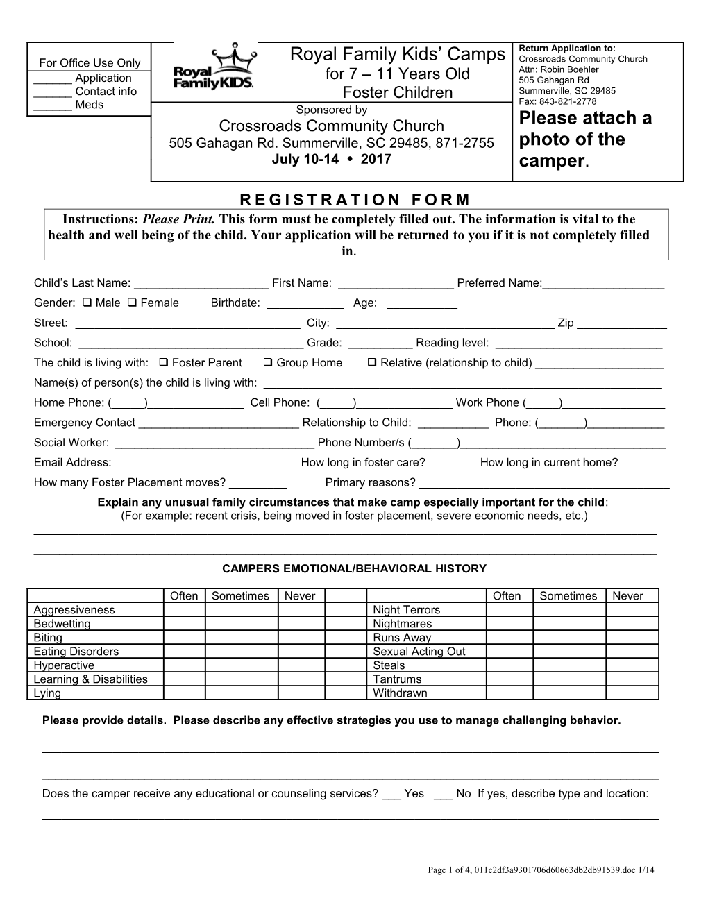 Royal Family Kids Application